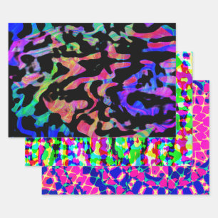 Feuille De Papier Cadeau Art Abstrait de Neon Vaporwave