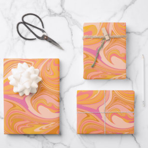 Feuille De Papier Cadeau Art Abstrait en marbre en jaune
