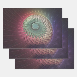 Feuille De Papier Cadeau Art fractal abstrait moderne coloré escargot