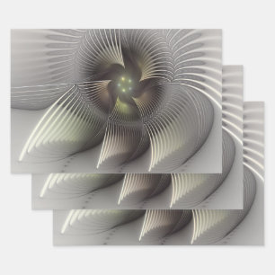 Feuille De Papier Cadeau Art fractal Abstrait moderne en 3D