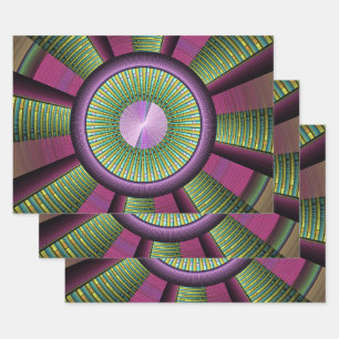 Feuille De Papier Cadeau Art Fractal Moderne Rond Et Coloré