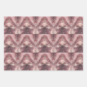 Feuille De Papier Cadeau Art Imaginaire rose éthérée en floraison