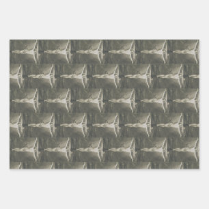 Feuille De Papier Cadeau Art minimaliste de la Crucifixion Monomatique