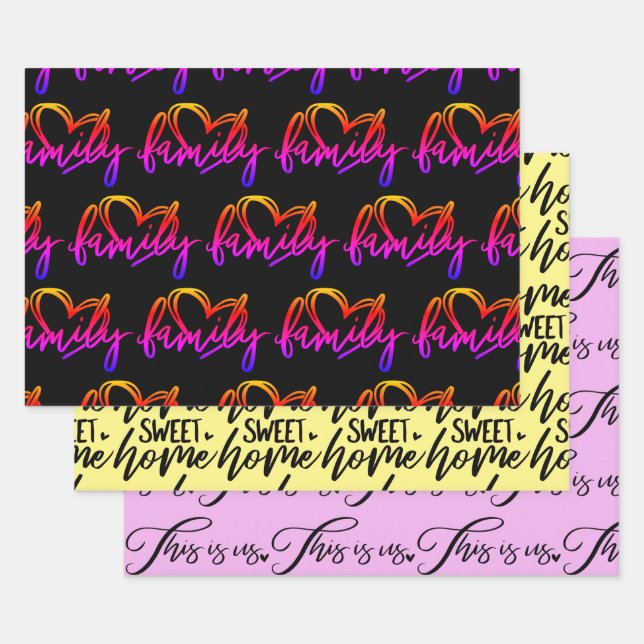 FEUILLE DE PAPIER CADEAU ART MOT FAMILIAL (Lot)