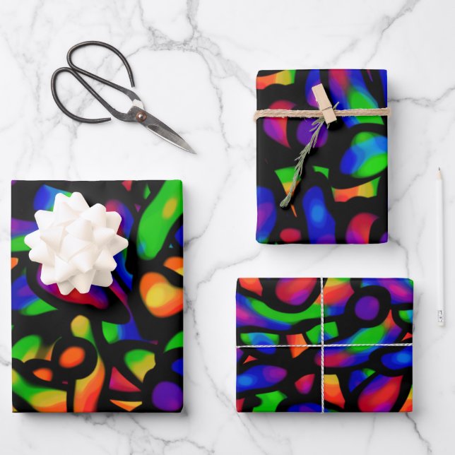 Feuille De Papier Cadeau Art néon (Recto)