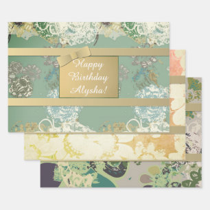 Feuille De Papier Cadeau Art original personnalisé Enveloppement floral