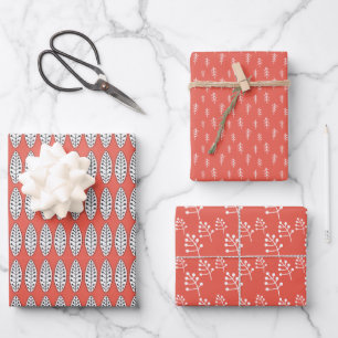 Feuille De Papier Cadeau Art populaire nordique rouge