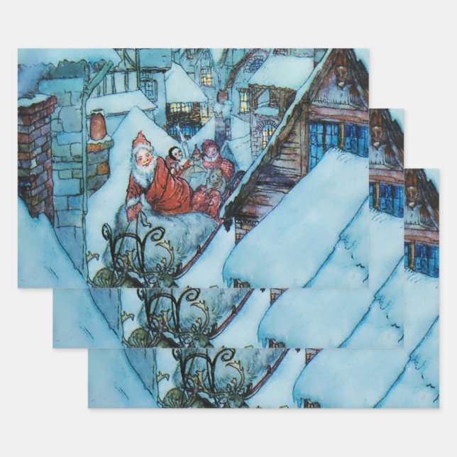 Feuille De Papier Cadeau Arthur Rackham Christmas Eve Art (Lot)