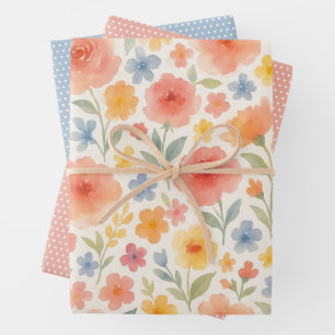 Feuille De Papier Cadeau Assez démodé motif d'art floral chic français