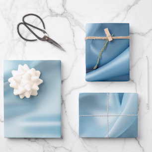 Feuille De Papier Cadeau Assez Féminin Faux Satin Bleu Clair 