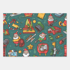 Feuille De Papier Cadeau Atelier de Père Noël Festive Noël