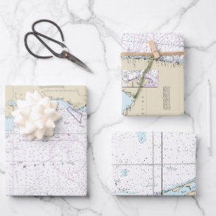 Feuille De Papier Cadeau Authentique Floride cartes marines