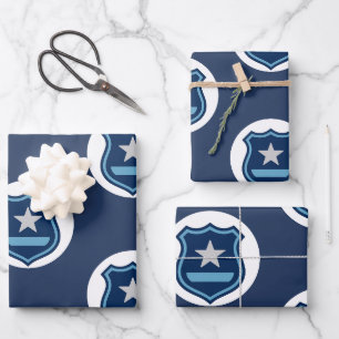 Feuille De Papier Cadeau Autocollant d'insigne de police Agent des forces