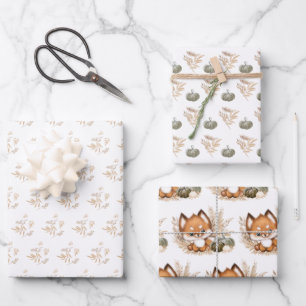 Feuille De Papier Cadeau Automne automne Thanksgiving renard Envelopper feu