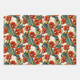Feuille De Papier Cadeau Automne Floral