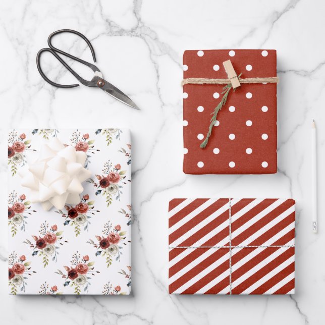 Feuille De Papier Cadeau Automne Mélange Mariage Floral (Recto)