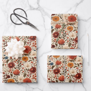 Feuille De Papier Cadeau Automne Moderne Automne Botanique Floral