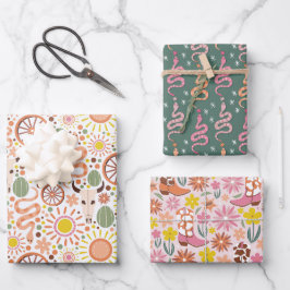 Feuille De Papier Cadeau Aventure Cowgirl