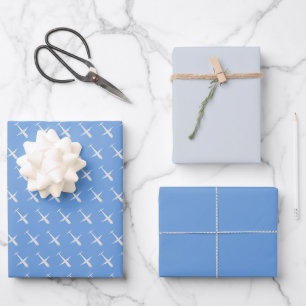Feuille De Papier Cadeau Avion en bleu