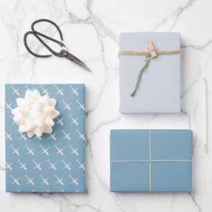 Feuille De Papier Cadeau Avion sur Moonstone Blue