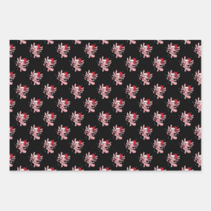 Feuille De Papier Cadeau Axolotl canne de Noël