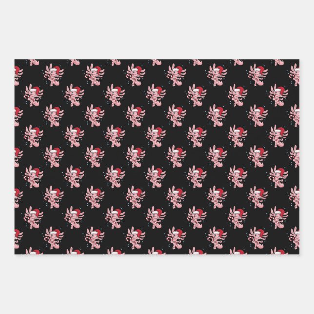 Feuille De Papier Cadeau Axolotl canne de Noël (Devant)