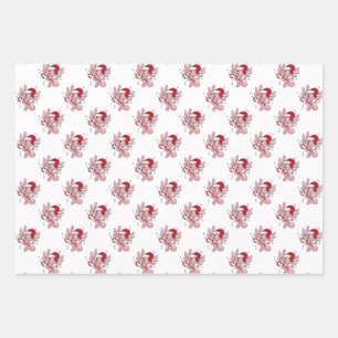 Feuille De Papier Cadeau Axolotl canne de Noël