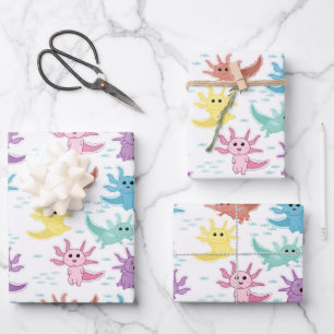 Feuille De Papier Cadeau Axolotl Kids Cute Salamander Motif