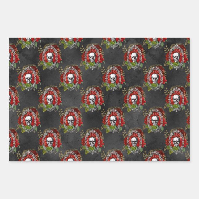Feuille De Papier Cadeau Ayez un petit Noël gothique (Devant)