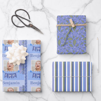 Feuille De Papier Cadeau Baby Boy 2e anniversaire Blue Scrapbooking