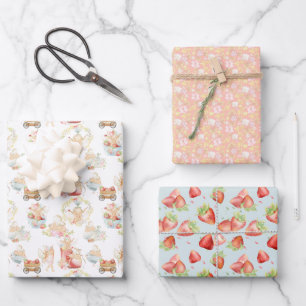 Feuille De Papier Cadeau Baby Fairy Teacup Strawberry Field Nursery