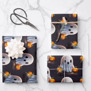 Feuille De Papier Cadeau Baby Ghost Déplaisant mignon caractère Halloween