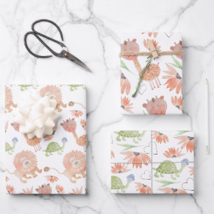 Feuille De Papier Cadeau Baby Giraffe Aquarelle Jungle tropicale