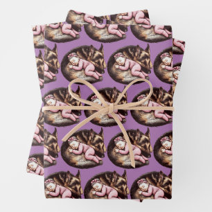 Feuille De Papier Cadeau Baby Girl et berger allemand
