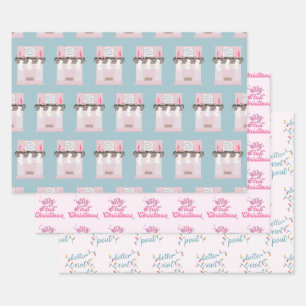 Feuille De Papier Cadeau Baby Girl First Christmas