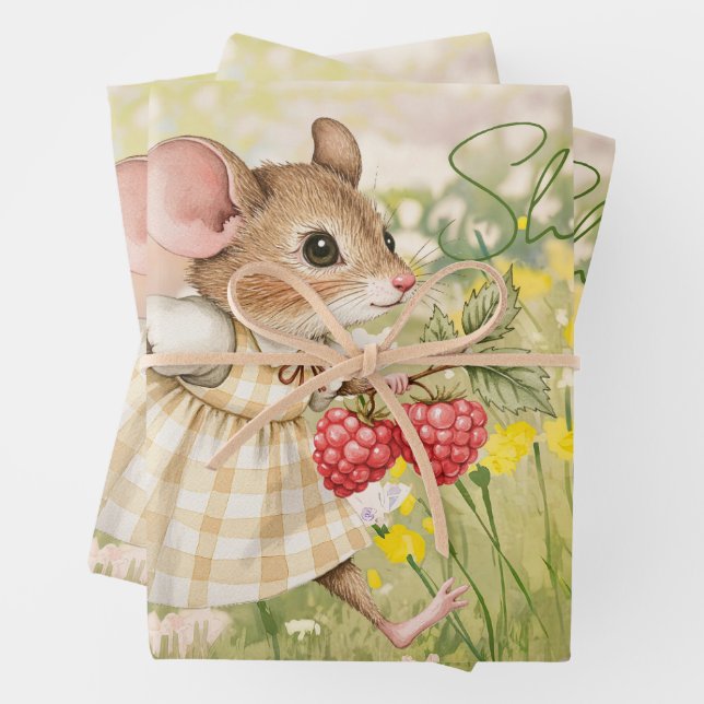 Feuille De Papier Cadeau Baby Girl Woodland Animal Shower (En situation)