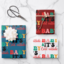 Feuille De Papier Cadeau Baby it's cold outside 3 color