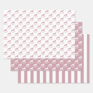 Feuille De Papier Cadeau Baby Lilac Rocking Horse