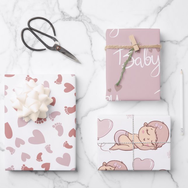 Feuille De Papier Cadeau Baby shower (Recto)