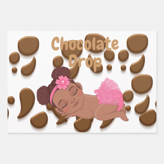 Feuille De Papier Cadeau Baby shower à goutte de chocolat (Devant)