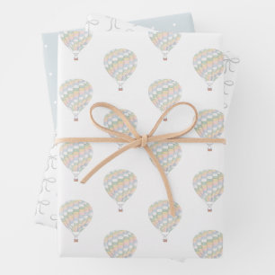 Feuille De Papier Cadeau baby shower à montgolfière de la courtepointe aqua