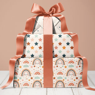 Feuille De Papier Cadeau Baby Shower Bohème Arc-en-ciel