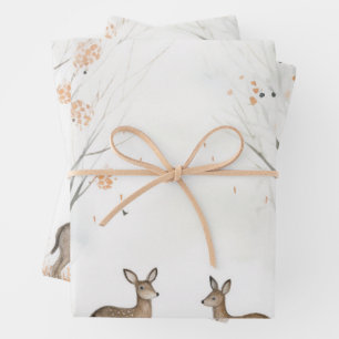 Feuille De Papier Cadeau baby shower boisé