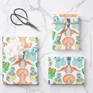 Feuille De Papier Cadeau Baby shower d'anniversaire de Dinosaur
