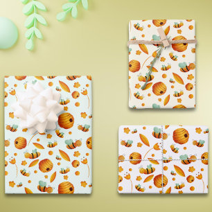 Feuille De Papier Cadeau Baby shower de ruche d'abeille au miel mignon