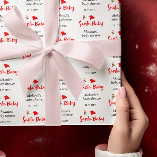 Feuille De Papier Cadeau Baby shower d'hiver père Noël Baby Christmas (Créateur téléchargé)