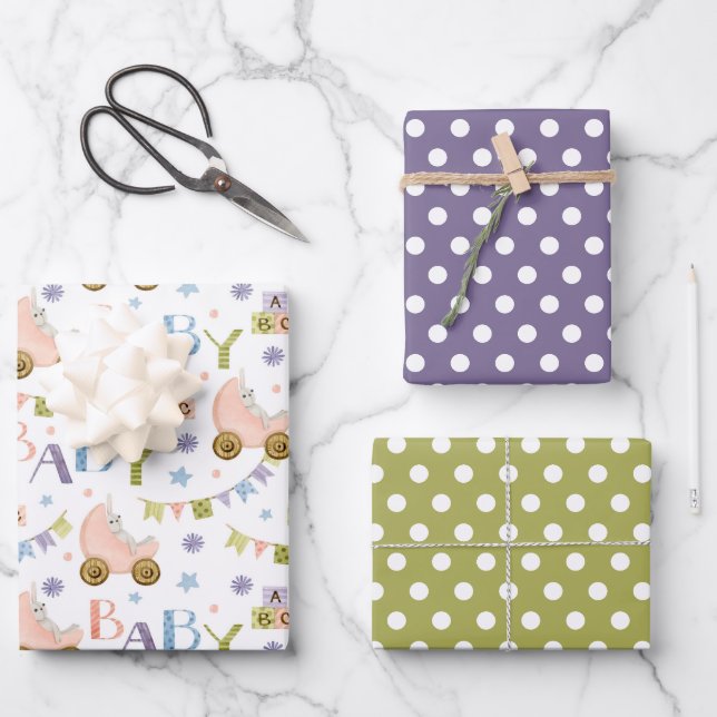 Feuille De Papier Cadeau Baby shower lapin mignon (Recto)
