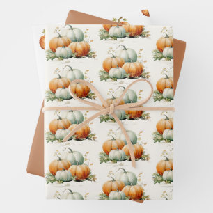 Feuille De Papier Cadeau Baby Shower Neutre d'Automne à la Citrouille