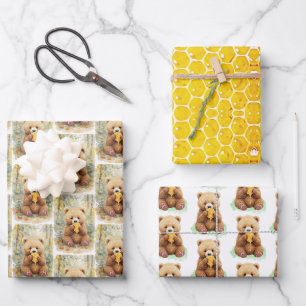 Feuille De Papier Cadeau Baby Shower Ours et Miel
