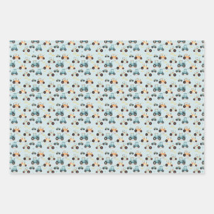 Feuille De Papier Cadeau Baby shower petit tracteur motif cadeau